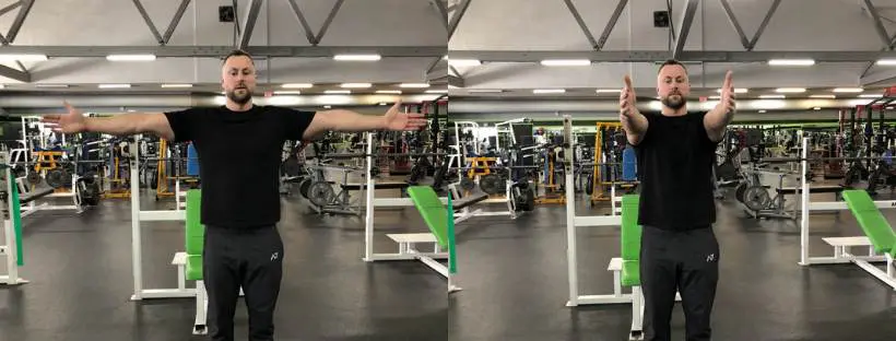 Powerlifter Avi Silverberg shows the upper pec muscles used in bench press.