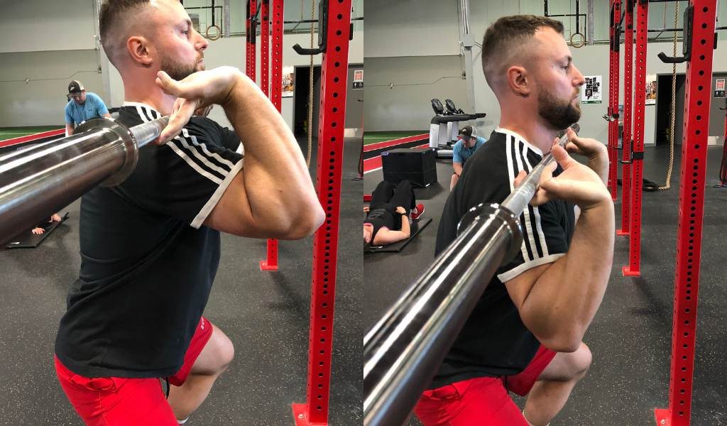 Keep elbows up while front squatting