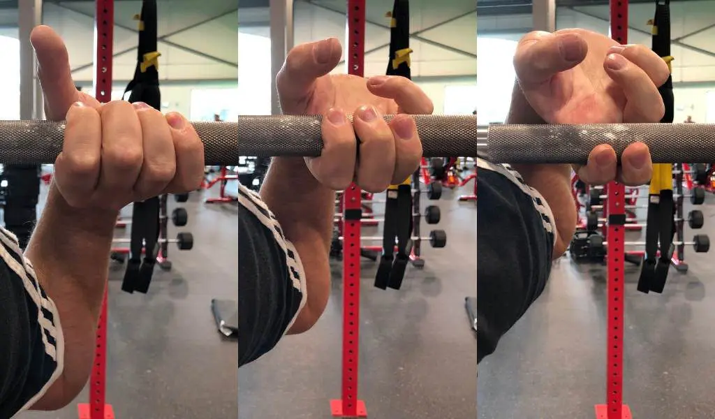 fingers on bar while front squatting
