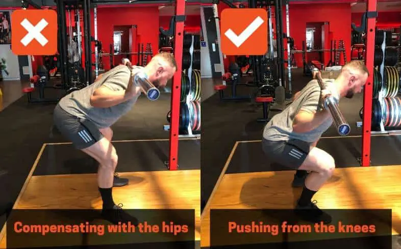 squat cue push the floor away