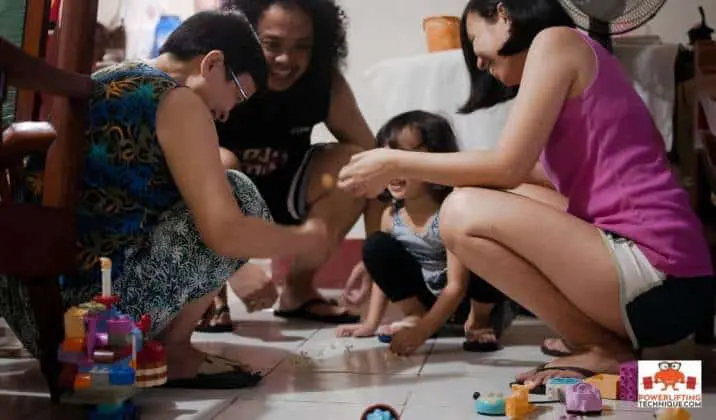 Asian squat and playing games