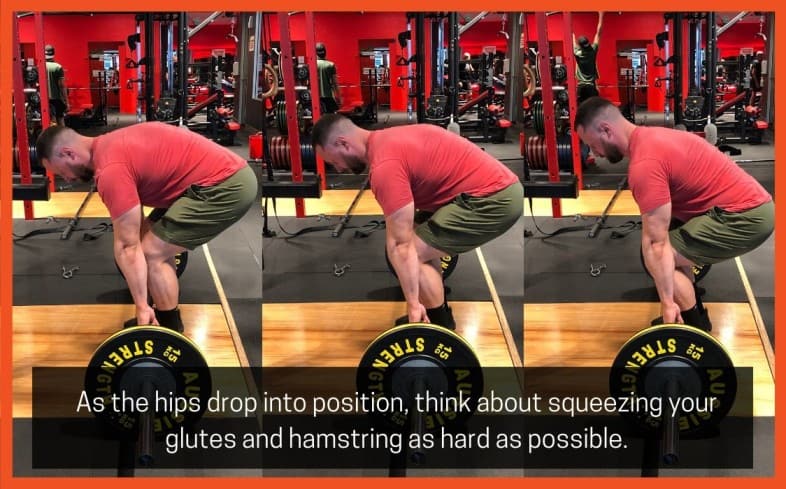 Deadlift cue: pull your hips down