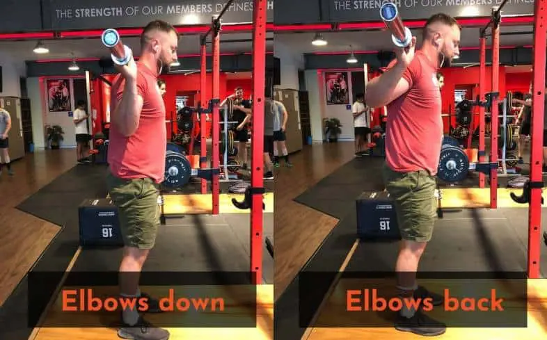 Try an elbows back position while squatting to see if it reduces shoulder pain