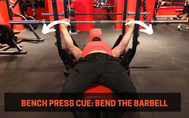 bench press cue bending the barbell in half 