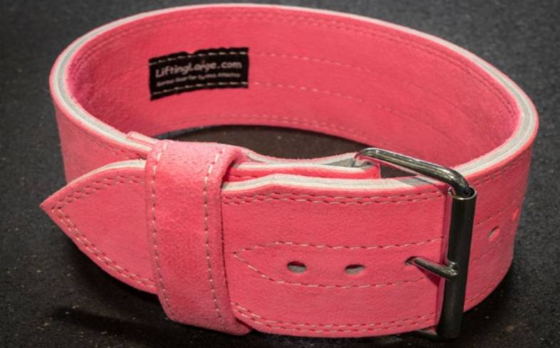 Ladies Weight Lifting Powerlifting Leather Lever Belt Gym Training Belt Pink 