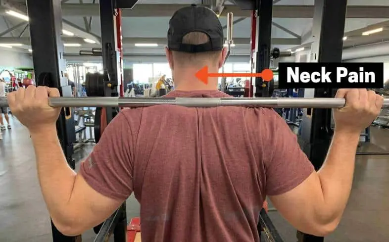 neck hurts while high bar squatting