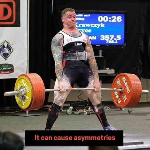 most common reason stated for not wanting to use the mixed grip deadlift is that it will cause asymmetries