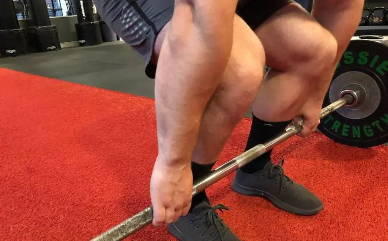 touch the barbell with your shins
