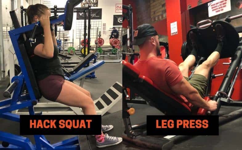 hack squat machine and leg press machine