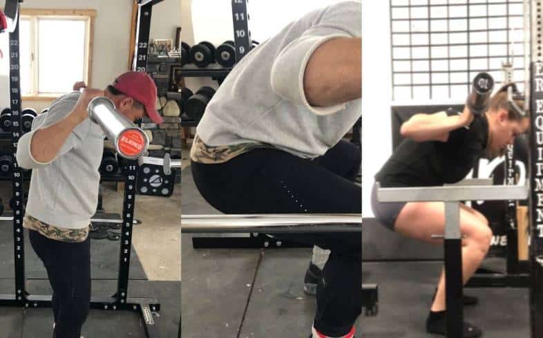 squatting with a round back