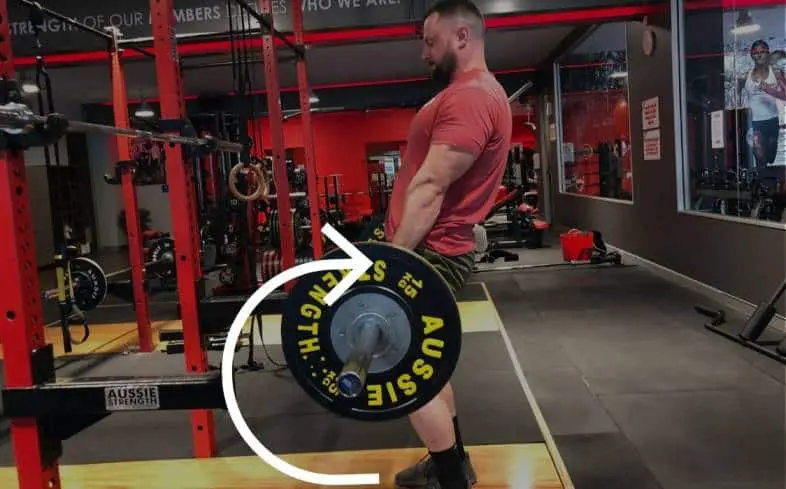 when you try and lift the barbell without maintaining contact with your shins and thighs, you’ll notice that the bar path changes from a vertical line to more of a half-moon shape