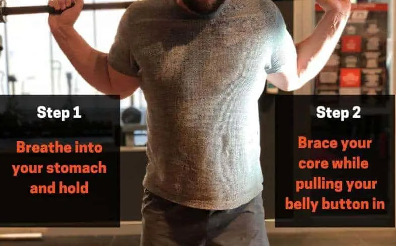 brace your core to prepare for the load you’re about to place on your back