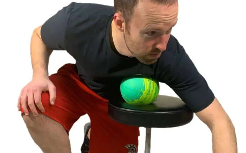 chest foam rolling in chair