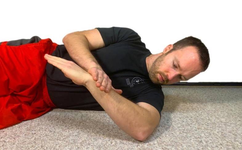 the finishing position for the sleeper stretch