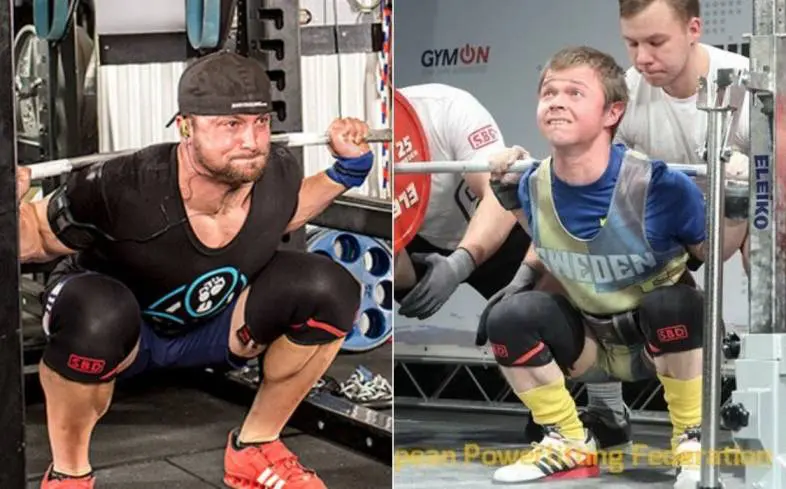 Layne Norton and Eddie Berglans squatting