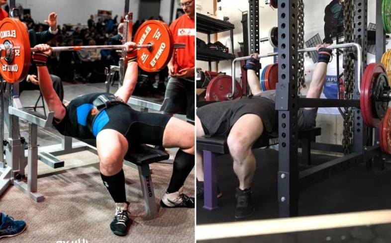 the key difference with the cambered bar bench press is the barbell design, which creates greater instability compared with a regular bench press bar