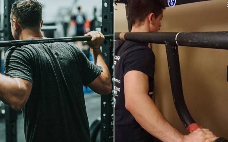 the cambered squat bar differs from the straight bar back squat in 4 ways