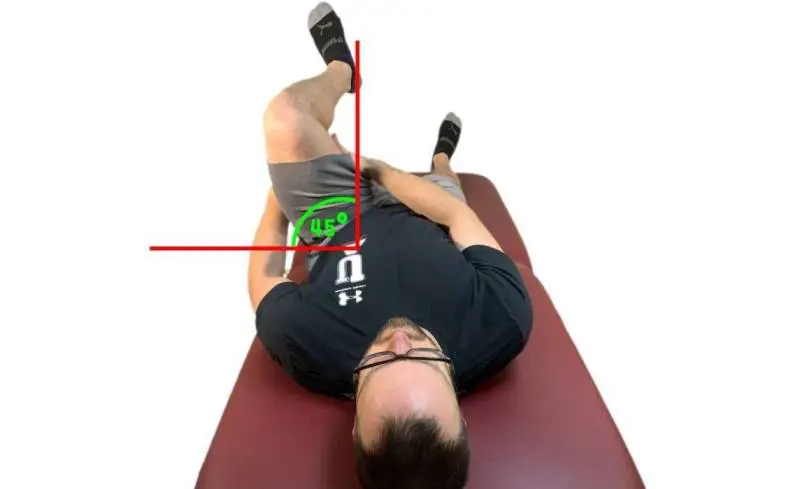 Hip flexion head on view 45 degrees