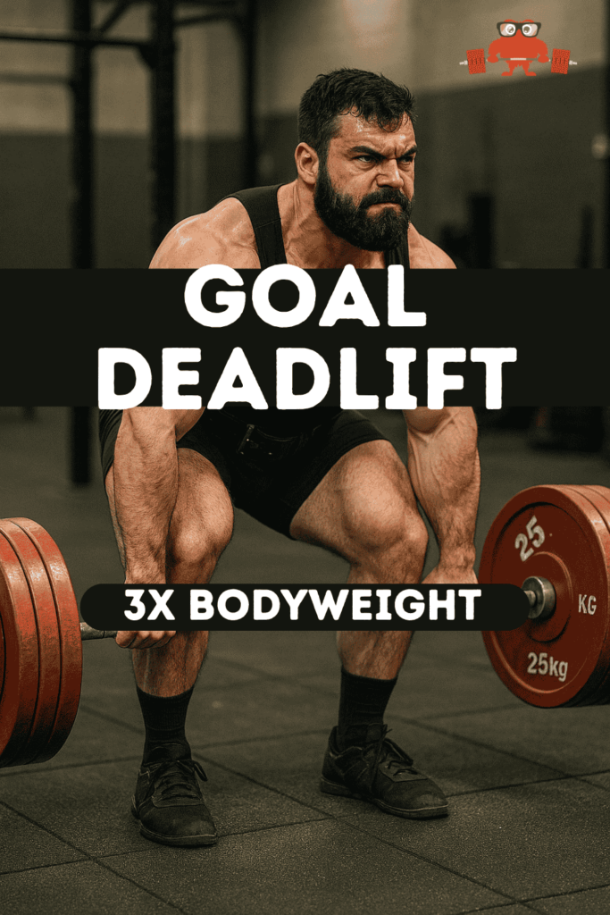 Your goal deadlift should be around three times your bodyweight, regardless of your gender.