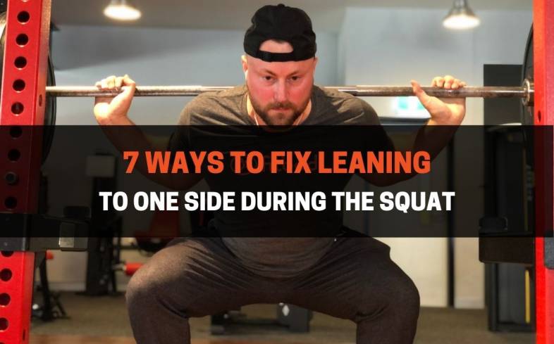 you can fix leaning to one side during the squat by ensuring you are setting up with an even grip, stance, and bar position