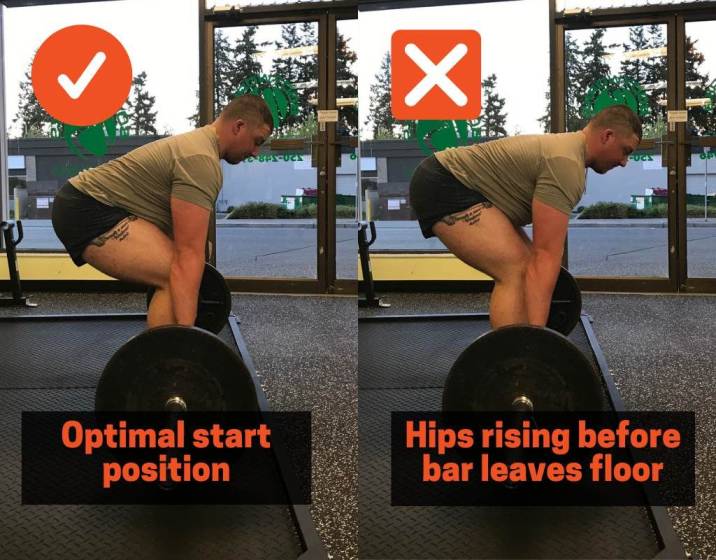 hips rise before barbell leaves the floor