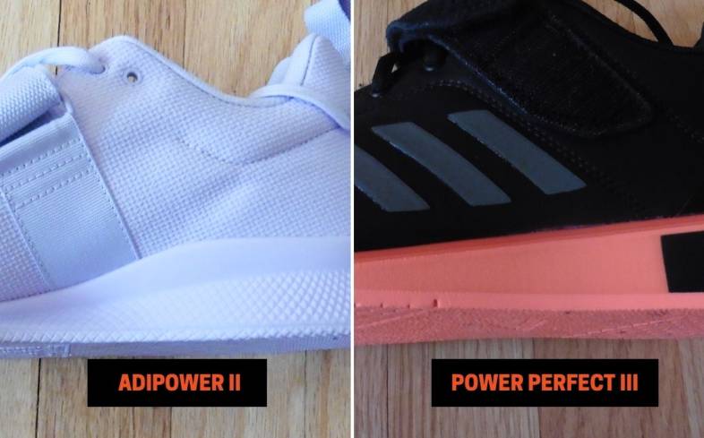midsole construction and weight - adidas adipower 2 vs. adidas power perfect