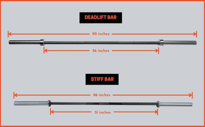 deadlift bars are generally longer than stiff bars