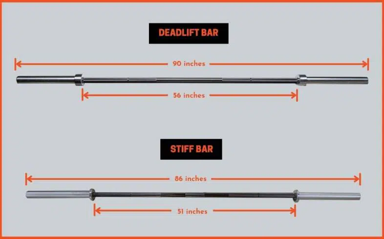 deadlift bars are generally longer than stiff bars