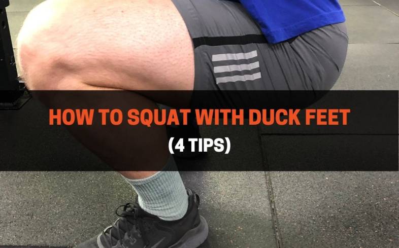 squatting with duck feet can be improved by straightening or narrowing your stance