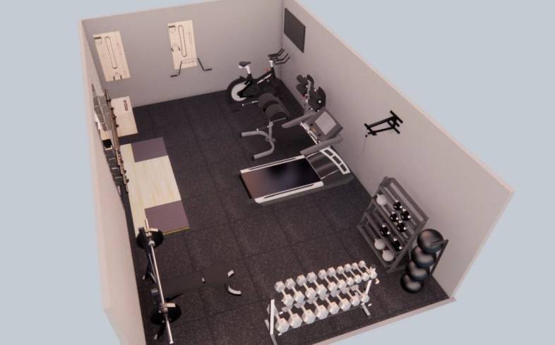 400 square foot home gym plan back view