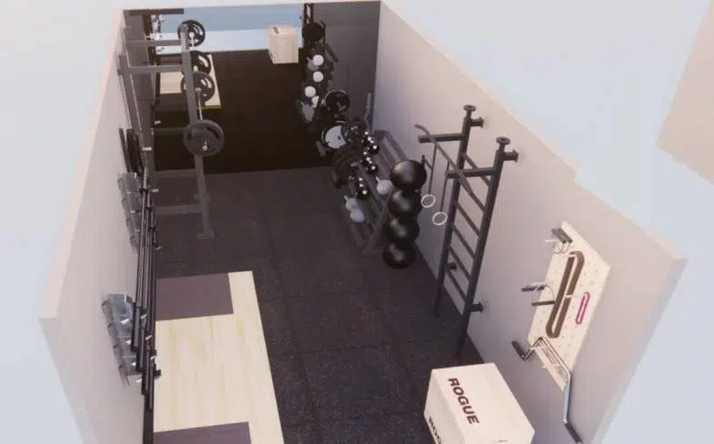 200 square foot home gym side view