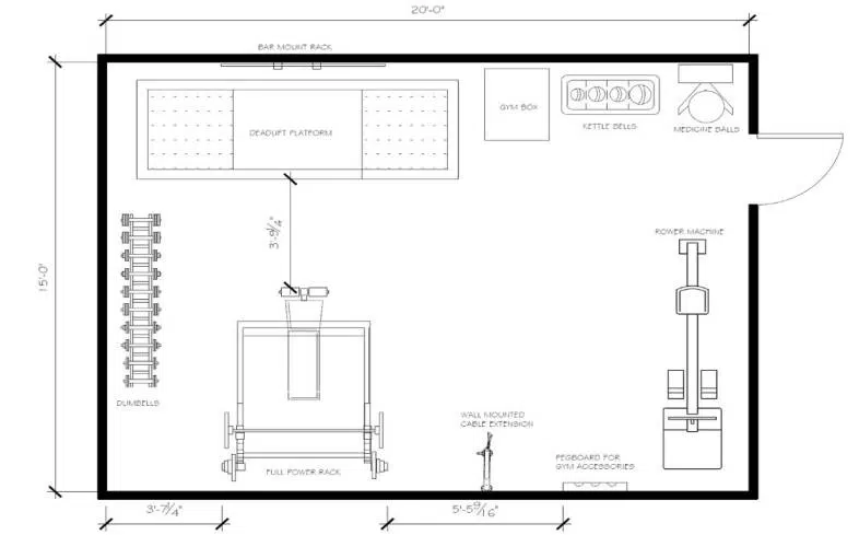 300 square foot home gym floor plan 2d version