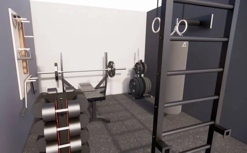 100 square foot home gym floor plan front view