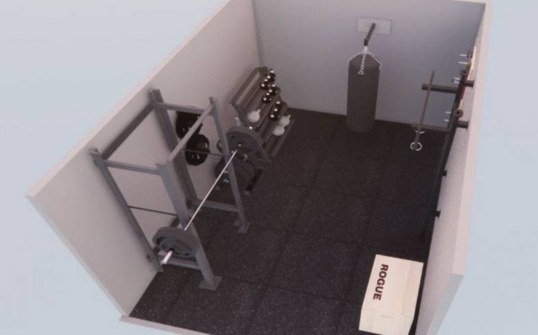 angle view of 150 square foot home gym