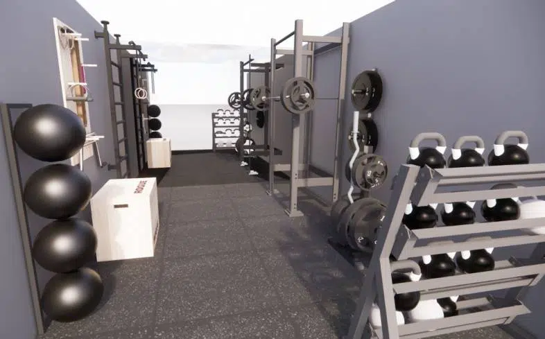 150 square foot home gym front view