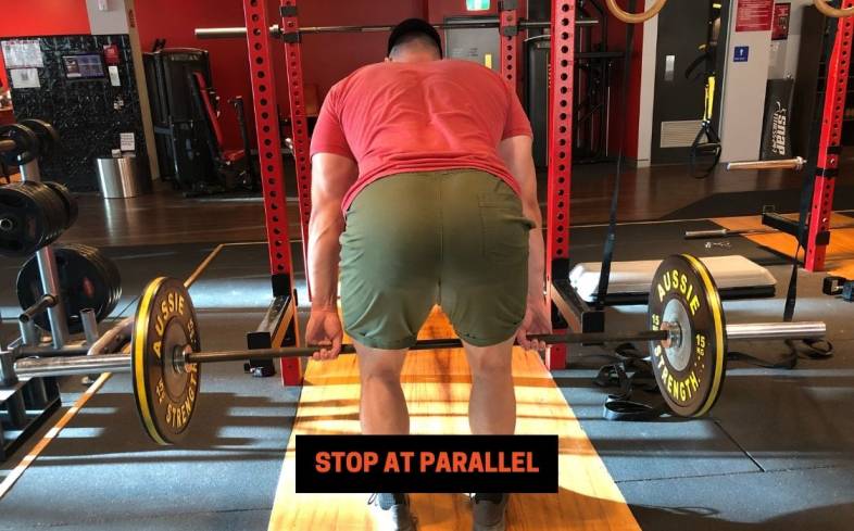 the goal of stop at parallel cue is to keep legs activated and avoid placing back in a vulnerable position