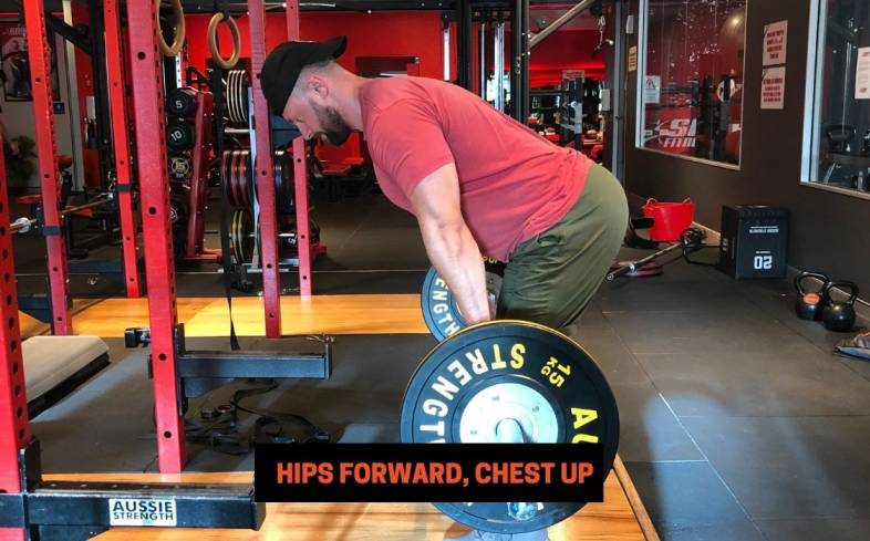 the goal of hips forward, chest up cue is to help the athlete reverse the hinge 