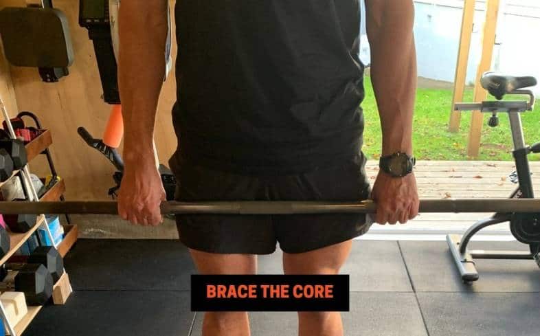 the goal with bracing your core is to keep the entire torso rigid throughout the hip hinge