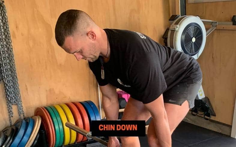 the goal of chin down is to ensure the athlete keeps a neutral spine and aligns their neck along with the rest of the back
