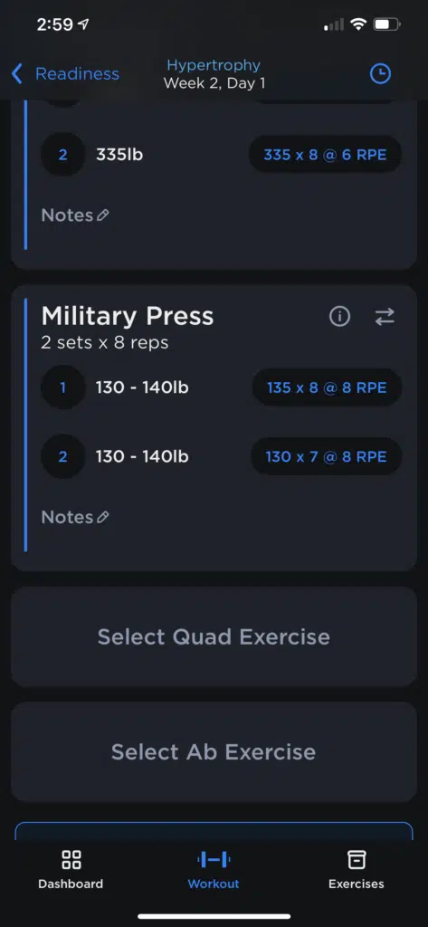 Juggernaut AI select exercise