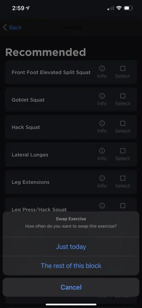 Juggernaut AI select exercise