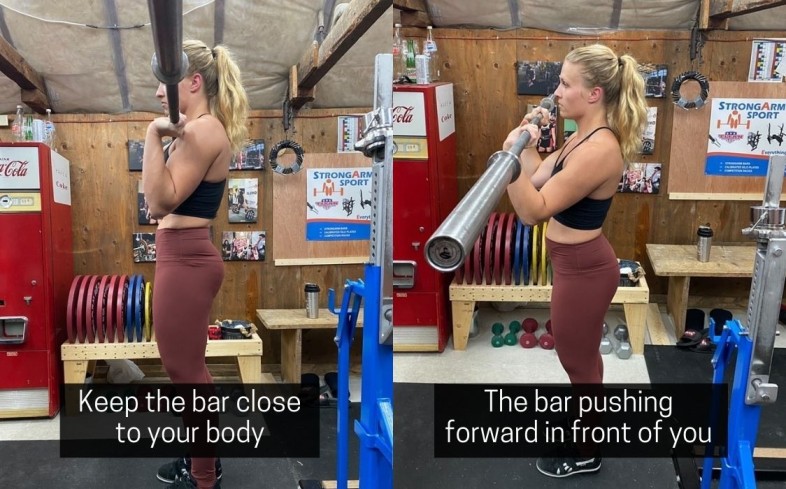 a common mistake with the overhead press is bringing the bar too far out in front of the body