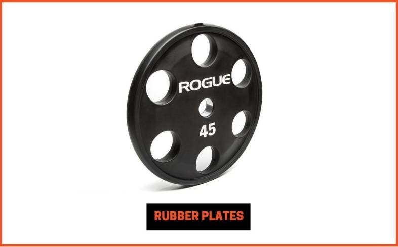 rubber plates are steel or cast iron plates that have just a thin rubber or urethane coating around them