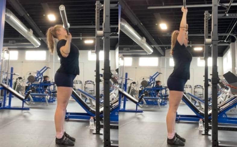 an overhead press cue is a phrase that helps the lifter achieve specific positional or movement outcomes