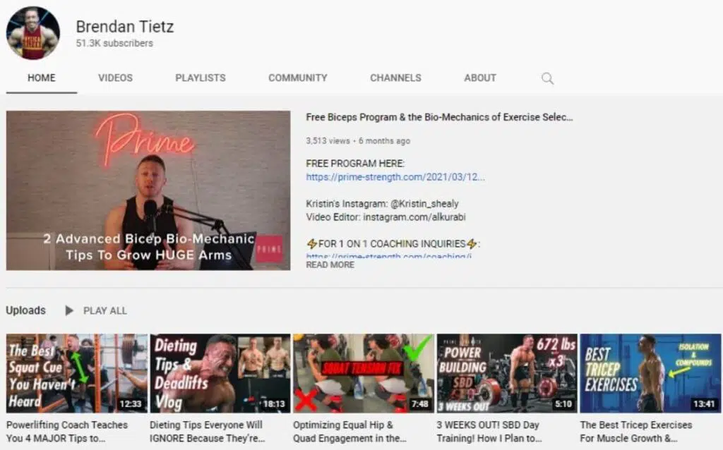 Brendan Tietz powerlifting YouTube channel