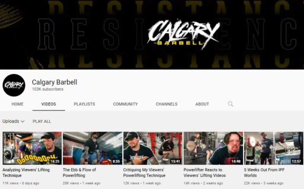  Calgary Barbell powerlifting YouTube channel