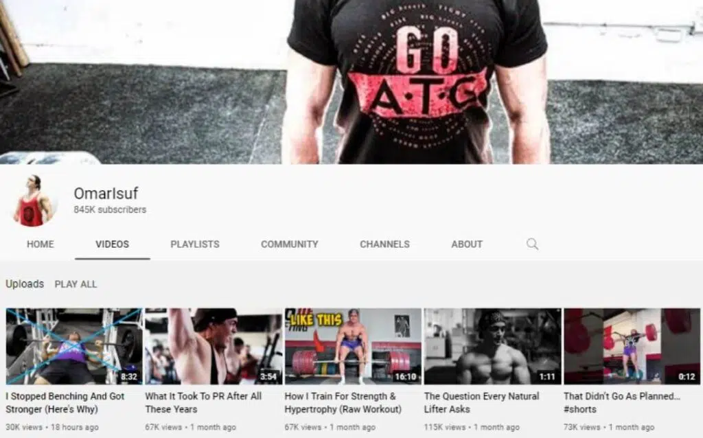 Omar Isuf powerlifting YouTube channel