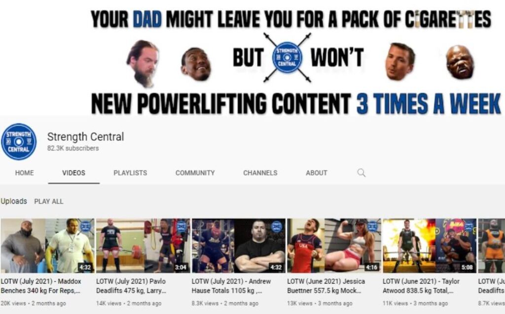 Strength Central powerlifting YouTube channel