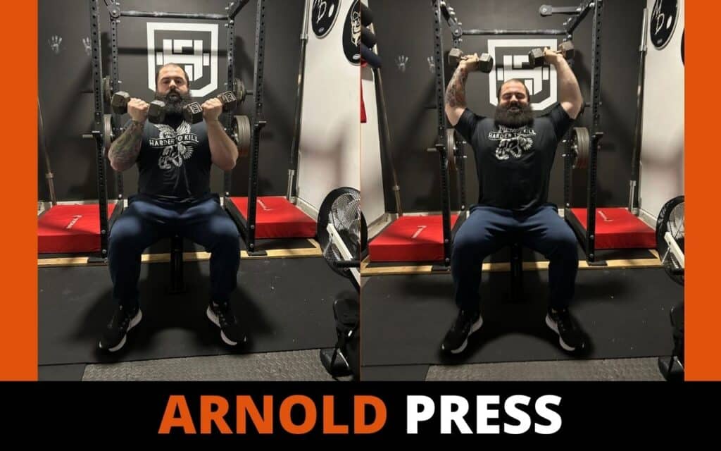 Arnold presses are a great exercise for full shoulder workouts, photo taken by Joseph Lucero, a strength coach