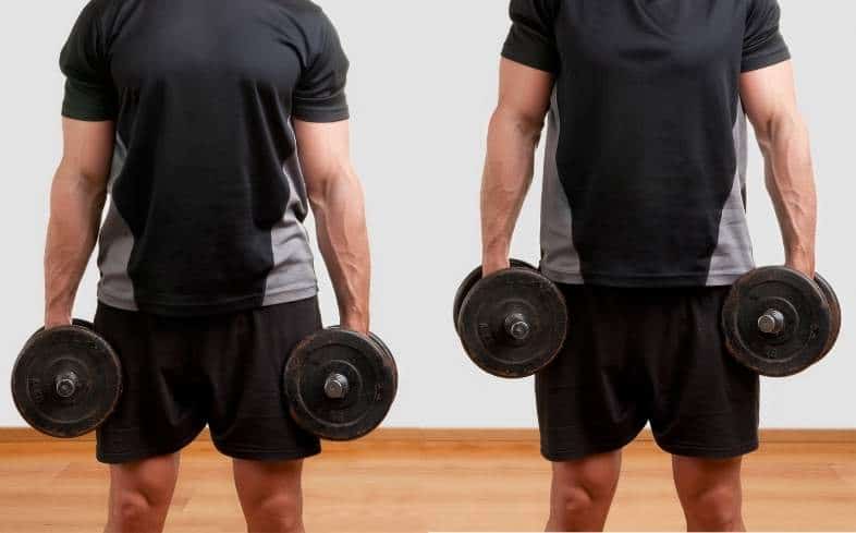 By performing shrugs, you can improve your grip strength as you are challenging your forearms by holding onto a heavy weight for some time under tension.